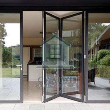 Agen pintu aluminium depok hitam doff bonus handle premium