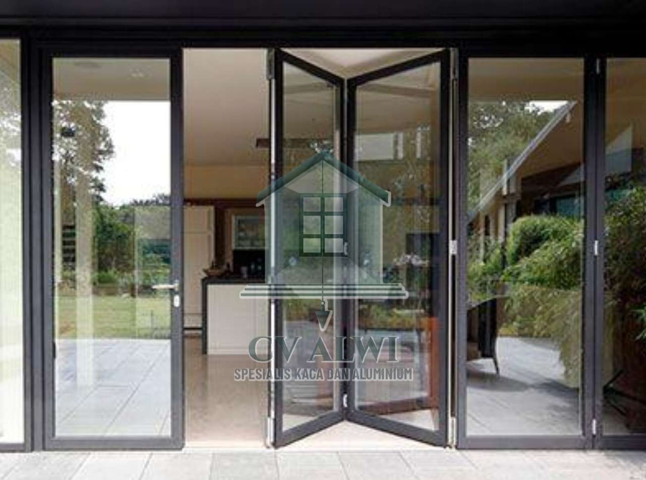 Agen pintu aluminium depok hitam doff bonus handle premium