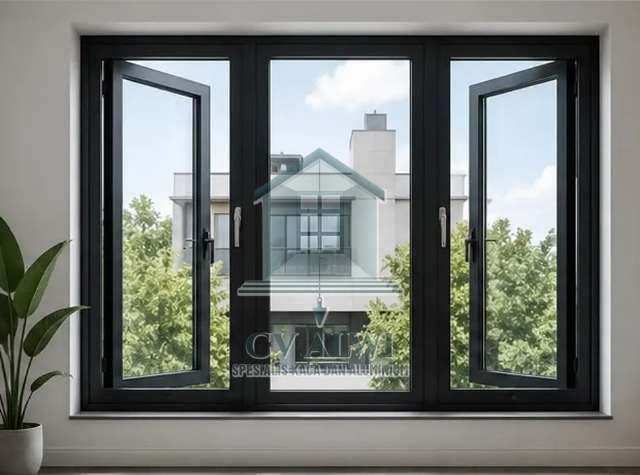 Jendela Aluminium Custom Tangerang Hitam Doff Diskon hari ini